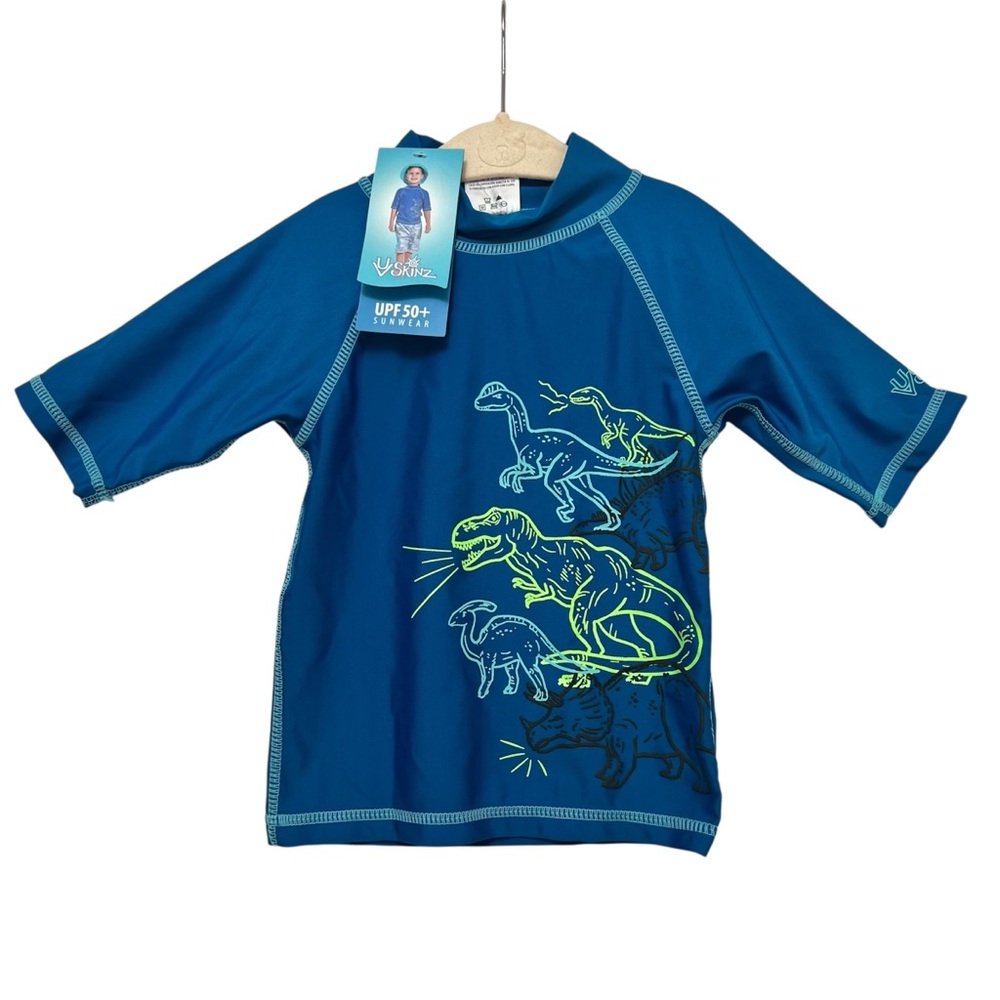 Boys' Blue Dinosaur Rash Guard - UPF 50+